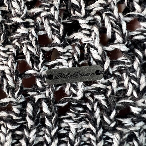 Eddie Bauer Cable Knit Sweater Long Sleeve Black and White Size Small - Picture 6 of 8